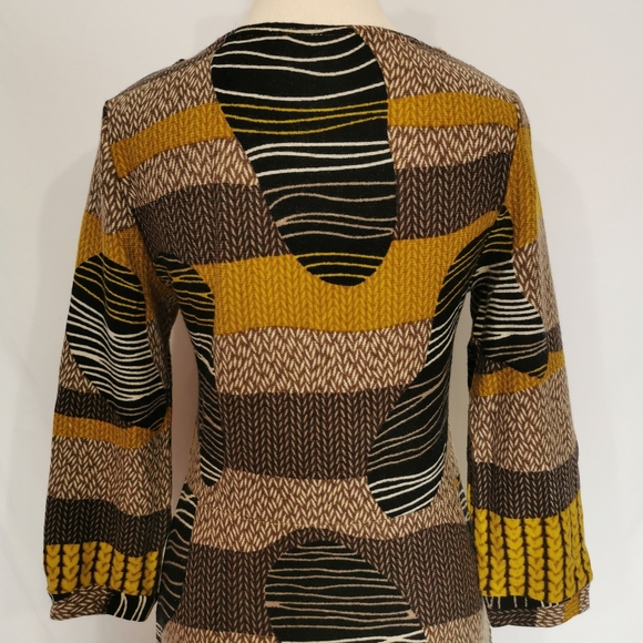 Aryeh by Anthropologie Boho Knit Dress in Black, Grey & Mustard Yellow - Sz S - Picture 4 of 7